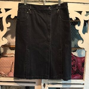 Tibi black denim paneled skirt from fall ‘23. Size 30. NWOT. $100